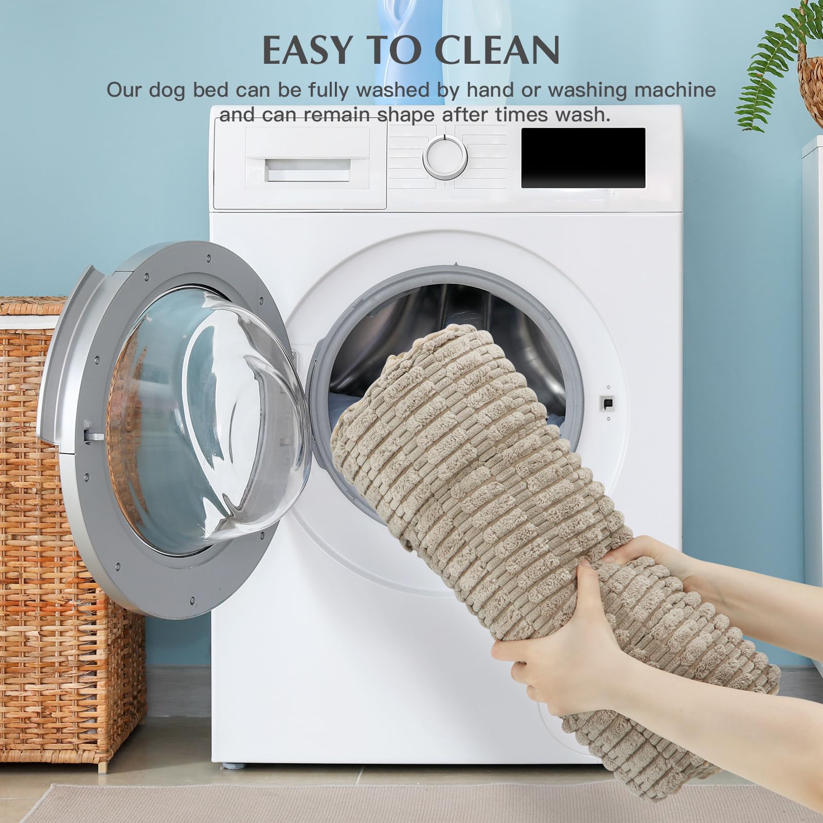 IEUUMLER Memory Foam Materasso per Cani, Cuscino per Cane Gatto, Pelosa Morbida Lavabile Doppio Uso Materasso per Grande Medio Piccolo Cani Gatti FC020 (Khaki, XL-100x80cm)