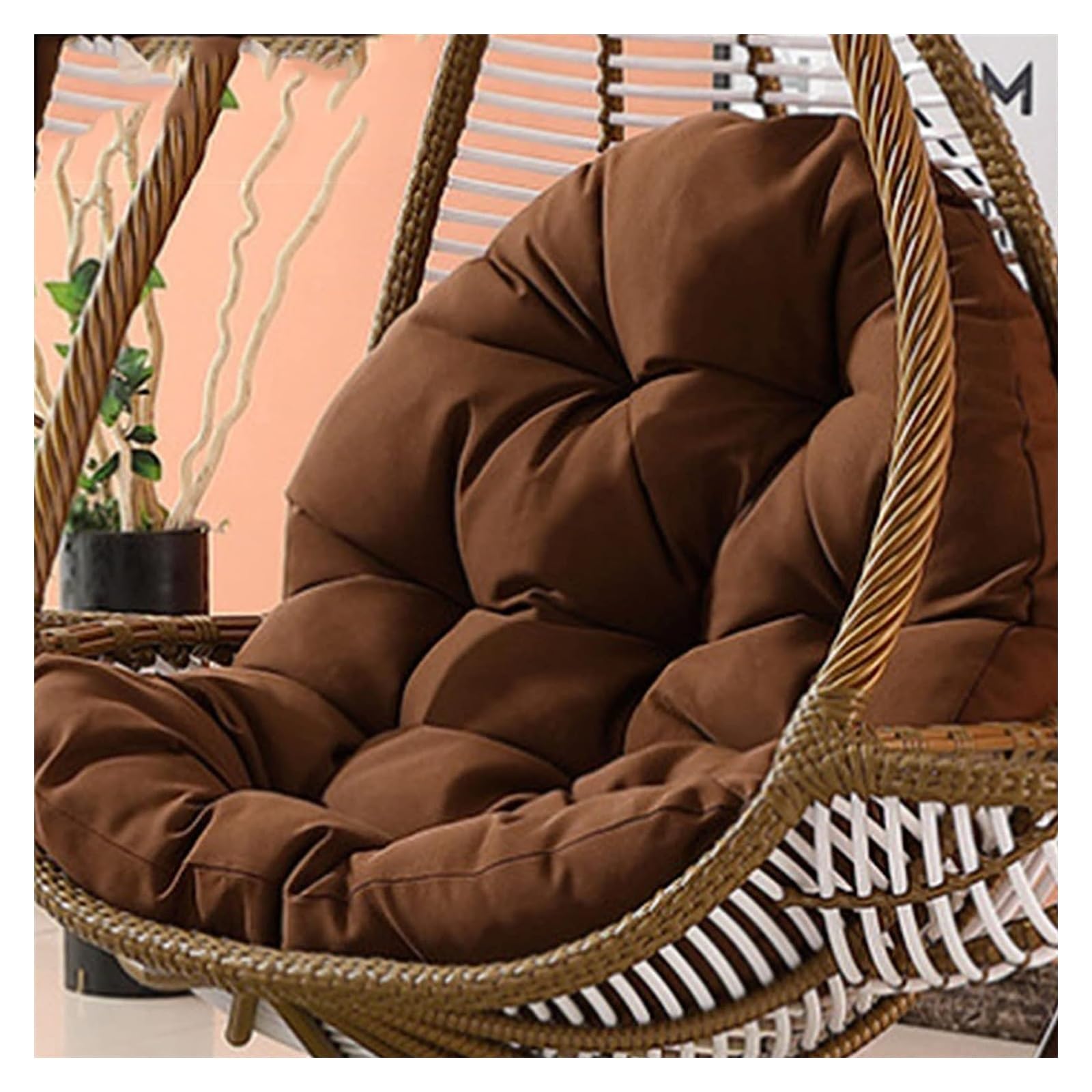 Outdoor And IndoorRattan Egg Chair Swing Cushion, Hanging Egg Chair Cushion Replacement, Washable Thick Rattan Swing Chair Egg Hanging Cushions, Waterproof And Sun-Resiatant,Orange ( Color : Brown )