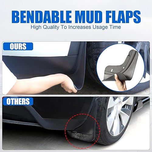 Miniatura 2 de Aletas de barro para accesorios modelo Y 2021-2024, protectores de barro de material flexible a prueba de salpicaduras, no requiere perforación,