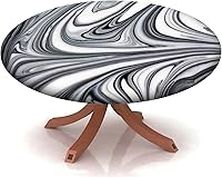 Vista 1 de Mantel con patrón de mármol, borde elástico, adecuado para catering y cocina, se puede limpiar para mesa redonda de comedor, para mesas redondas