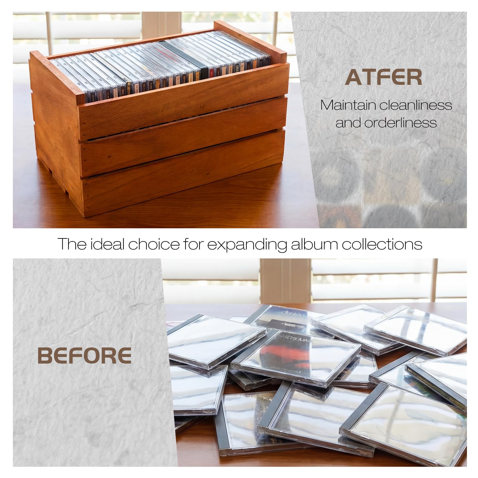 Amazon.com: Sintuff 2 Pcs Wooden Vinyl Record Storage Crate for 7