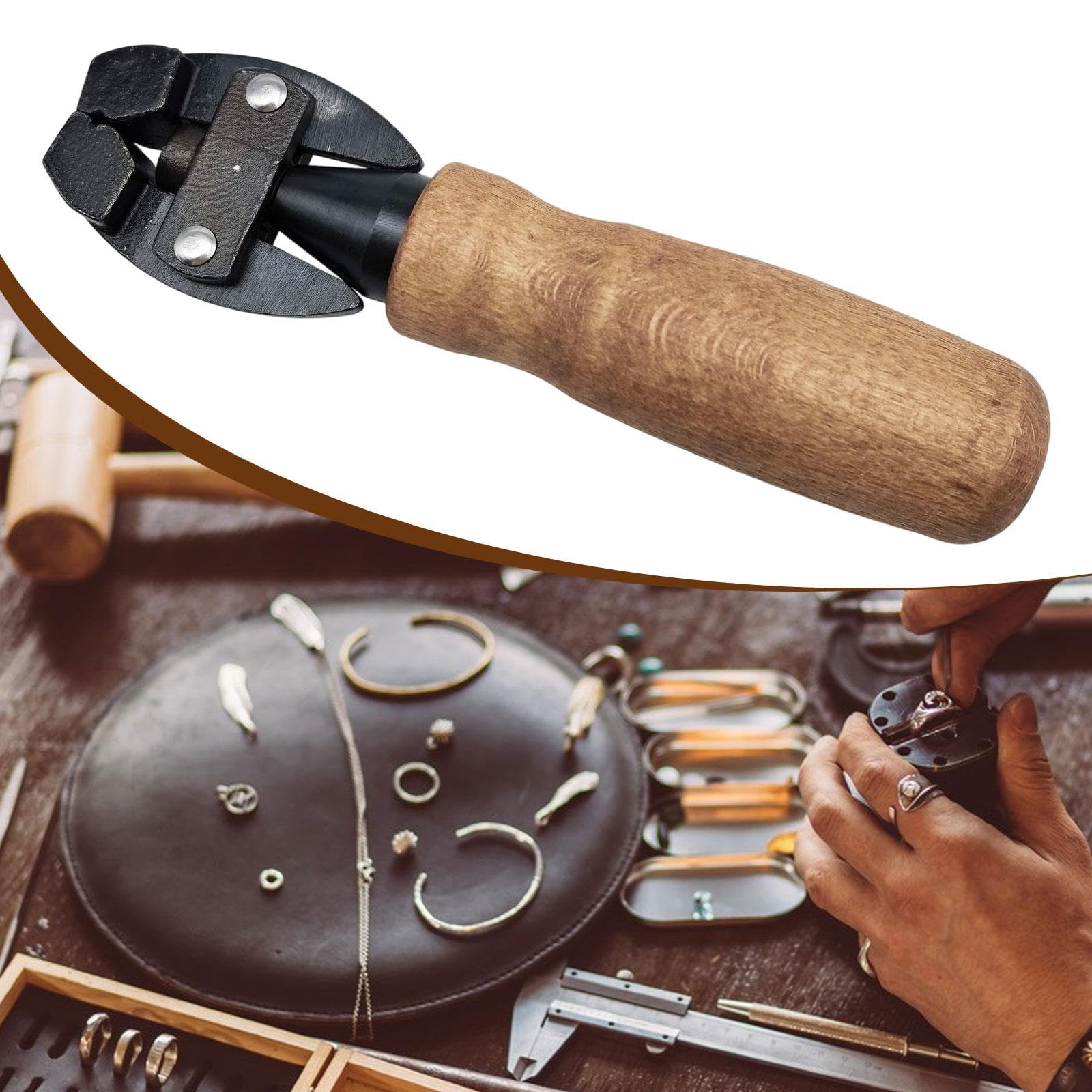 F Fityle Étau à Main Réglable avec Manche En Bois et Acier à Haute Teneur En Carbone pour épingles et Tiges de Boucles D'oreilles