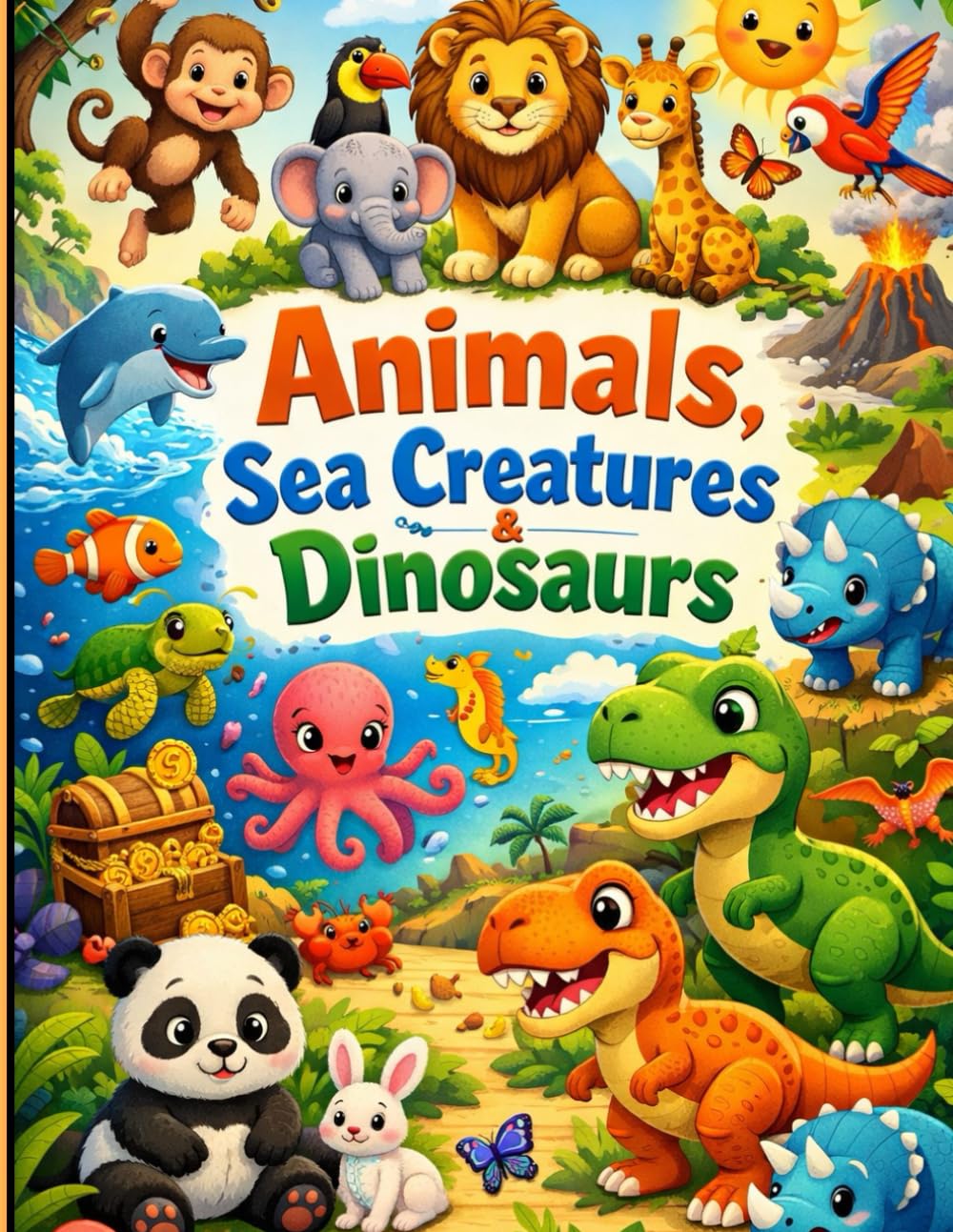 Animals ,sea creatures & Dinasure coloring Book for kids: kids book age (3-6)best for kids