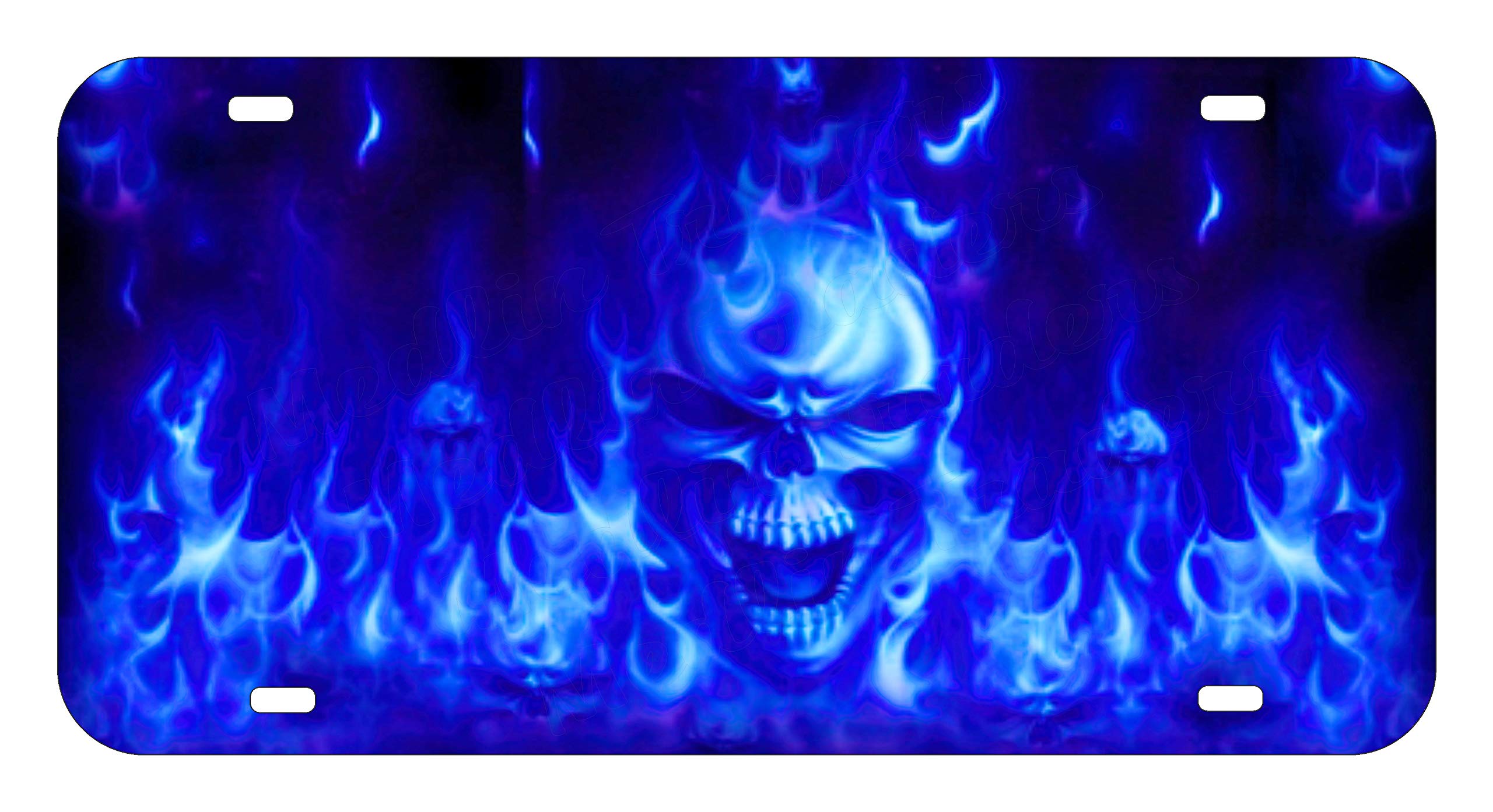 Blue Flame/Skull Front License Plate LP2272