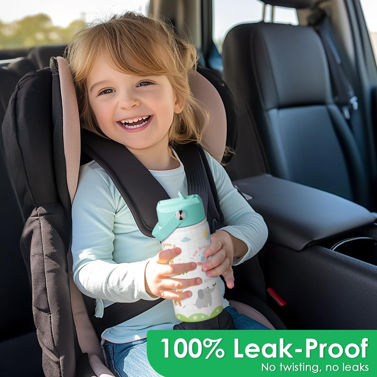 Animal Water Bottle 12oz for Kid Stainless Steel with Straw Lid, Kids Water Bottle, Travel Tumbler, Inspiration Gifts for Girls Boys, Birthday Christmas Back To School - Image 5