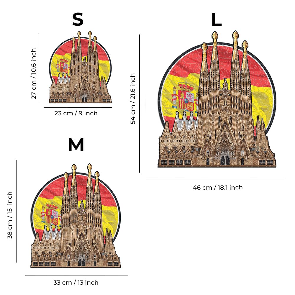 Iconic Puzzles, Sagrada Família, Collezione monumenti, Puzzle di Legno per Adulti e Bambini, Legno 100% Sostenibile, Taglia L 500 Pezzi