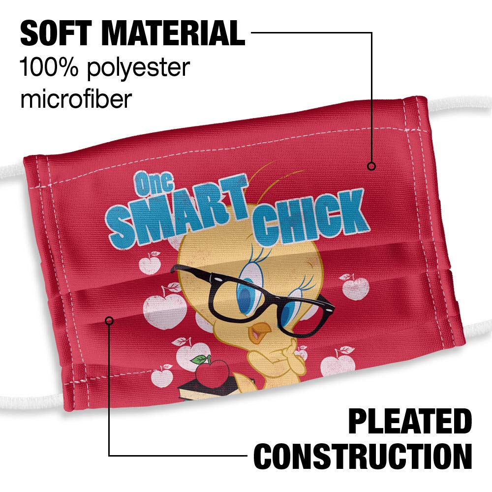 Popfunk Looney Tunes Kids Tweety One Smart Chick 1-Ply Reusable Face Mask Covering with Adjustable Nose Wire