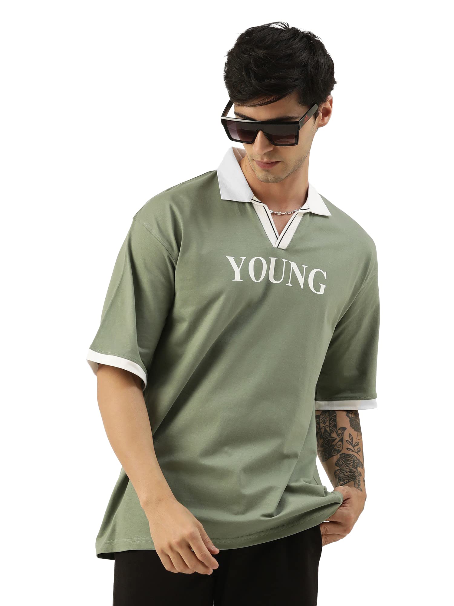 maniac || Mens || Printed || Polo Neck || Half Sleeve || Cotton || Oversized Fit || T-Shirt-picture-29