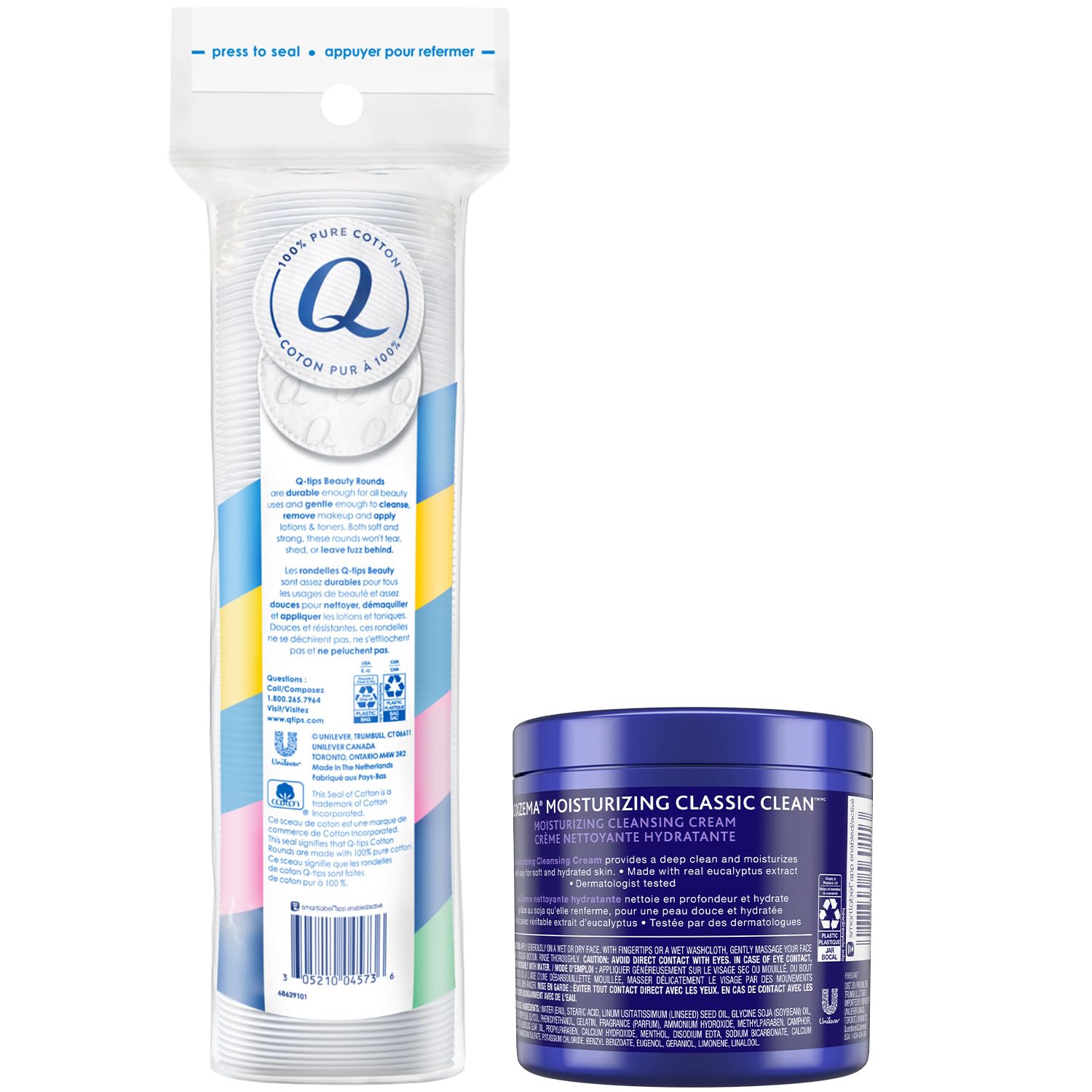 Amazon.com: Noxzema Facial Cleanser + Q-Tips Cotton Rounds, 80