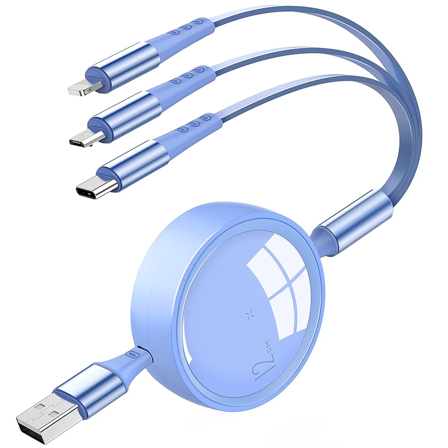 3in1 巻き充電ケーブル iPhone、Android 充電器 Amazon.co.jp: 充電ケーブル 3in1 巻き取り式 コード 3A急速充電