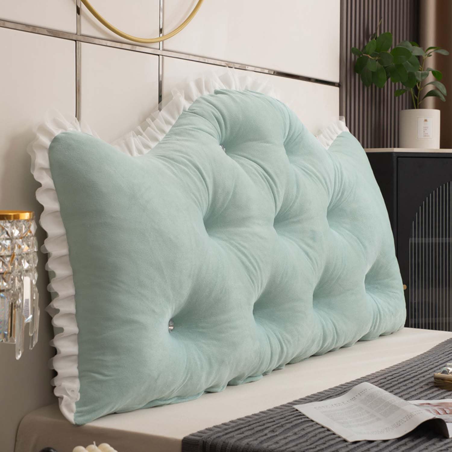 Oreiller De Tête De Lit Princesse - Grand Coussin De Lecture, Rembourrage Confortable, Housse Amovible - Déco Chambre Cosy