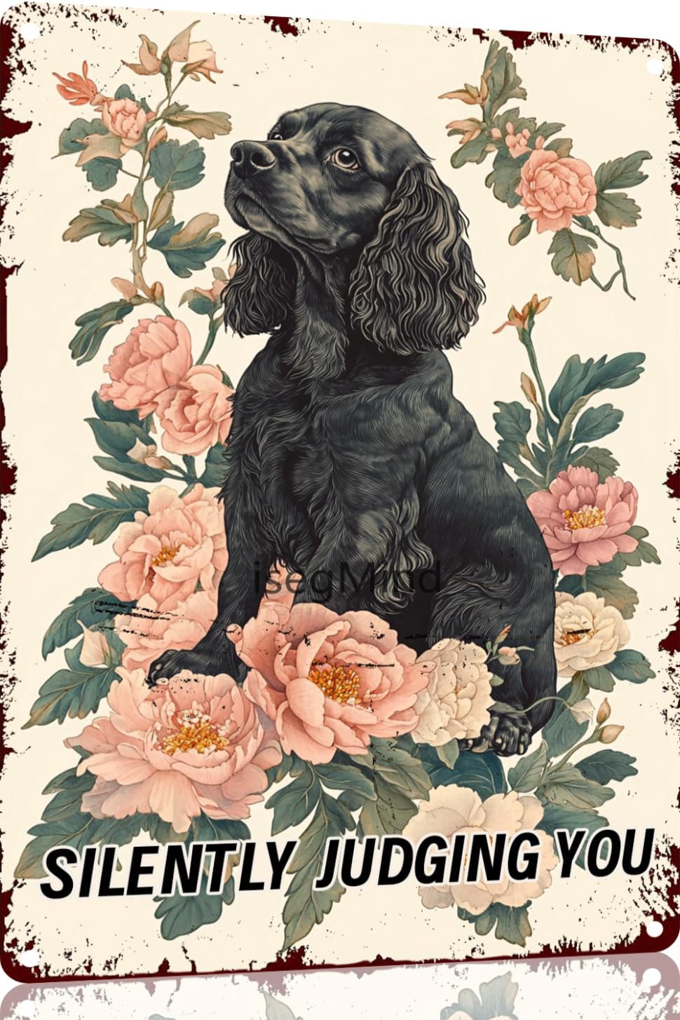 Scvgfdxzs Tin-20 Cocker Spaniel Decor Silently Judging Metal Sign Retro Decor Home Kitchen Bar Cafe Club Cave Wall Decor Funny Cocker Spaniel Tin Sign 12X16 Inch(11156B)