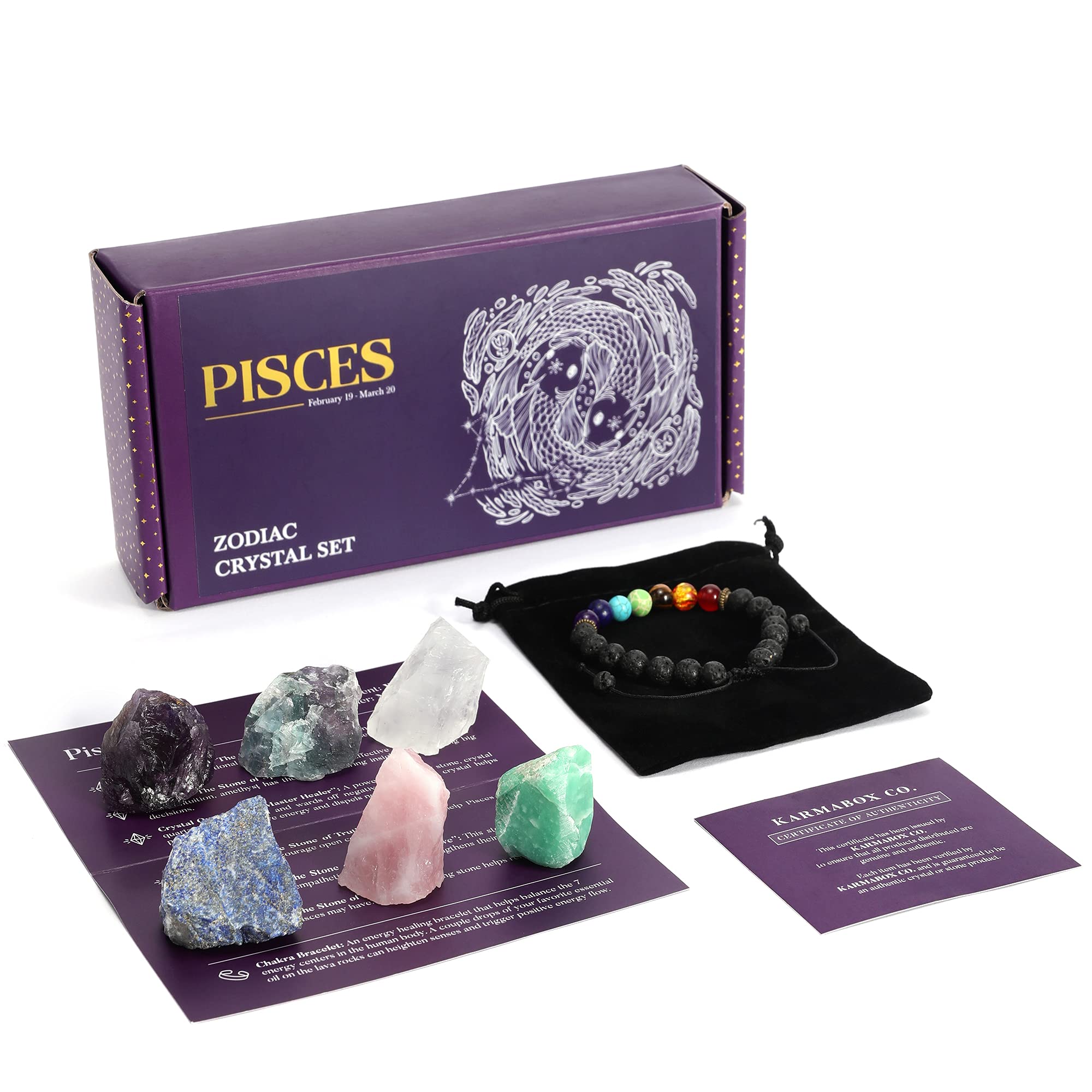 Pisces Gifts for Women - Pisces Crystal Healing Stone Gift Set - 12 Zodiac Signs - Zodiac Gifts - Astrology Gifts for Women - Horoscope Gifts - Birthday Gifts for Women