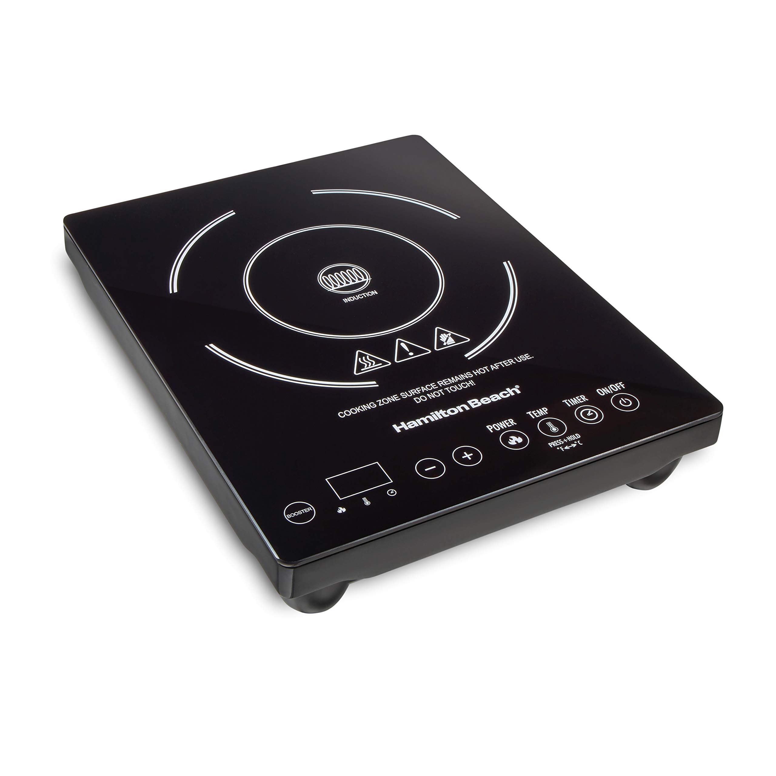 Hamilton BeachPortable Single Induction Cooktop Countertop Burner Hot Plate with Fast Heating Mode, 1800 Watts, 10 Temperature Settings up to 450F, Black (34104)