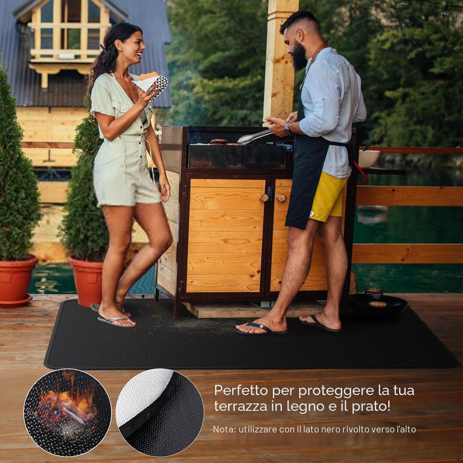 Tappetino ignifugo | Tappetino anticalore pieghevole 100*150 cm | Tappetino protettivo per il pavimento | Tappetini per griglia | Piastra antiscintilla | per barbecue, stufe, pavimenti, prati