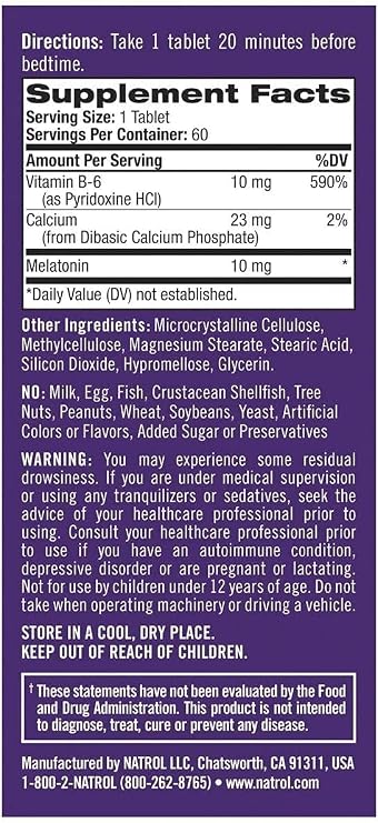 Natrol, Advanced Sleep Maximum Strength 10 mg Tablets, Melatonin, 60 Count
