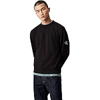 Calvin Klein Uomo Felpa Badge Crew Neck Cotone, Nero (CK Black)