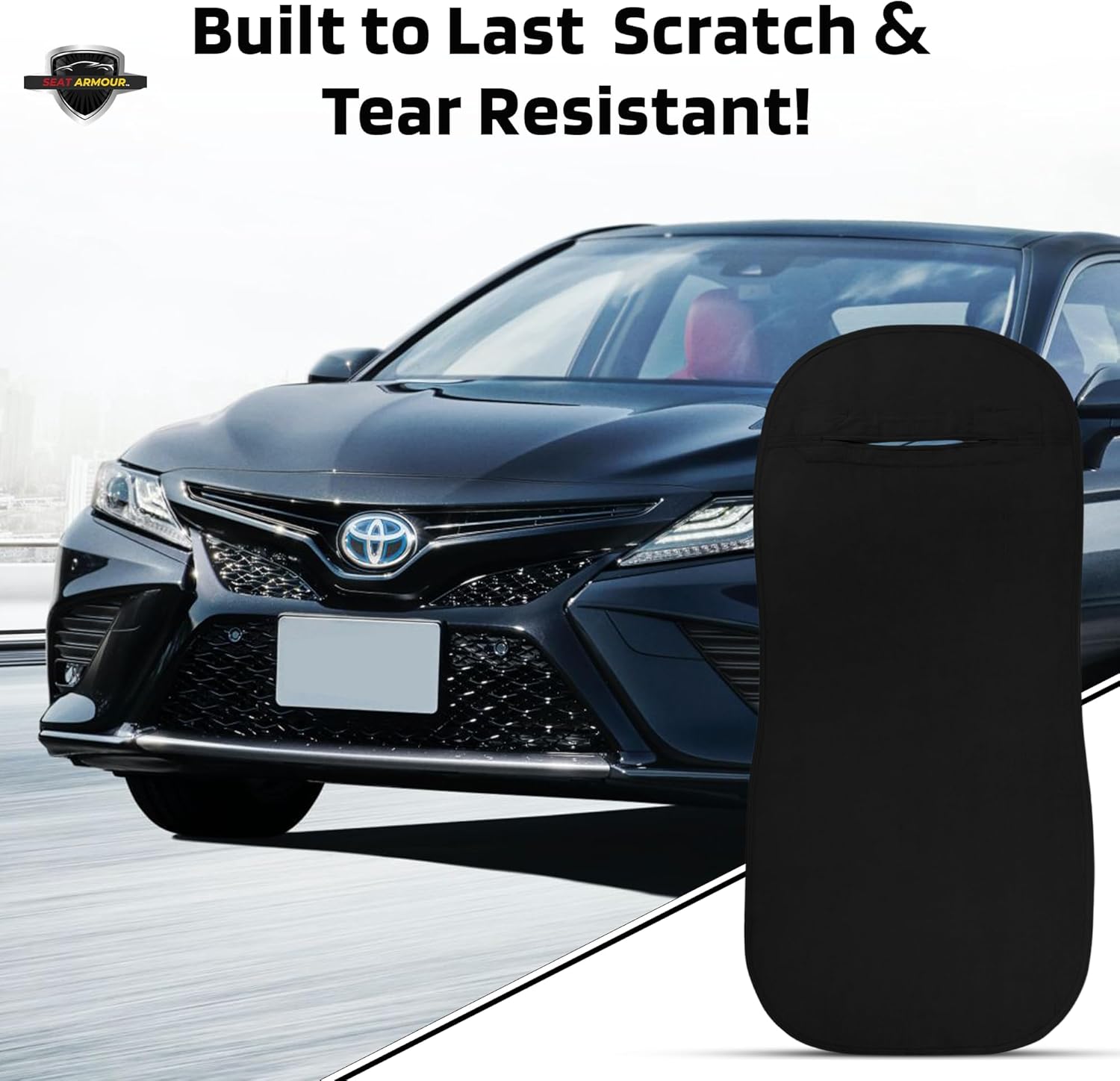 Seat Armour Black Car Seat Towel Cover – Soft, Machine Washable & Absorbent Seat Protector – Quick Install, Multipurpose Vehicle Seat Cover for Workout, Beach, Travel – Universal Fit