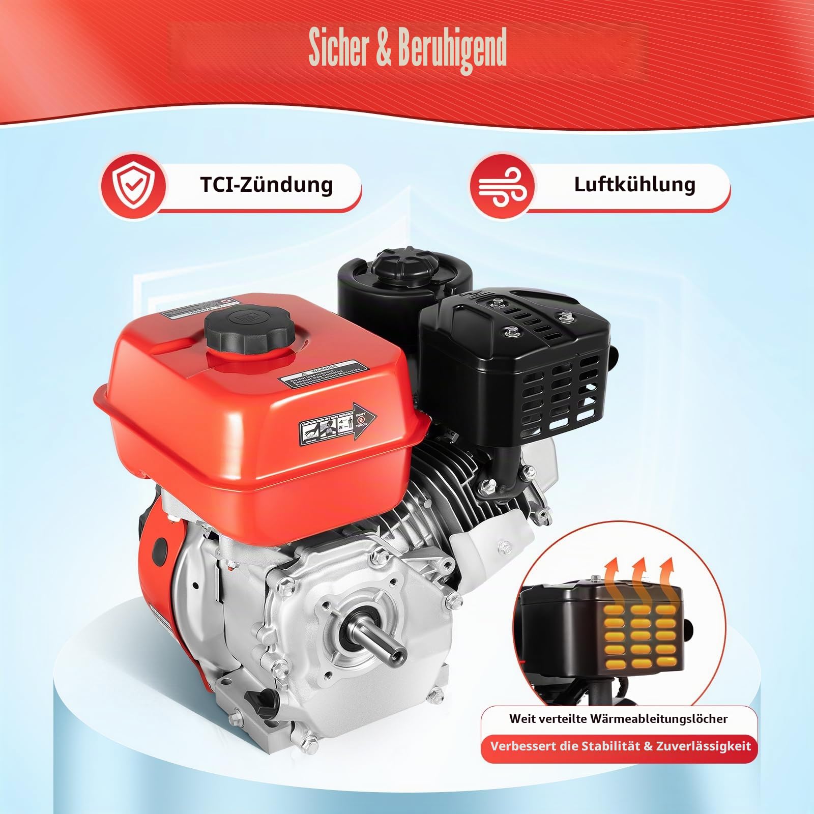 7.5 PS 4Takt Außenborder Motor, 212ccm Heavy Duty Luftgekühlt TCI Außenborder Luftkühlung Elektromotor Benzinmotor Bootsmotor für Schlauchboote, Fischerboote