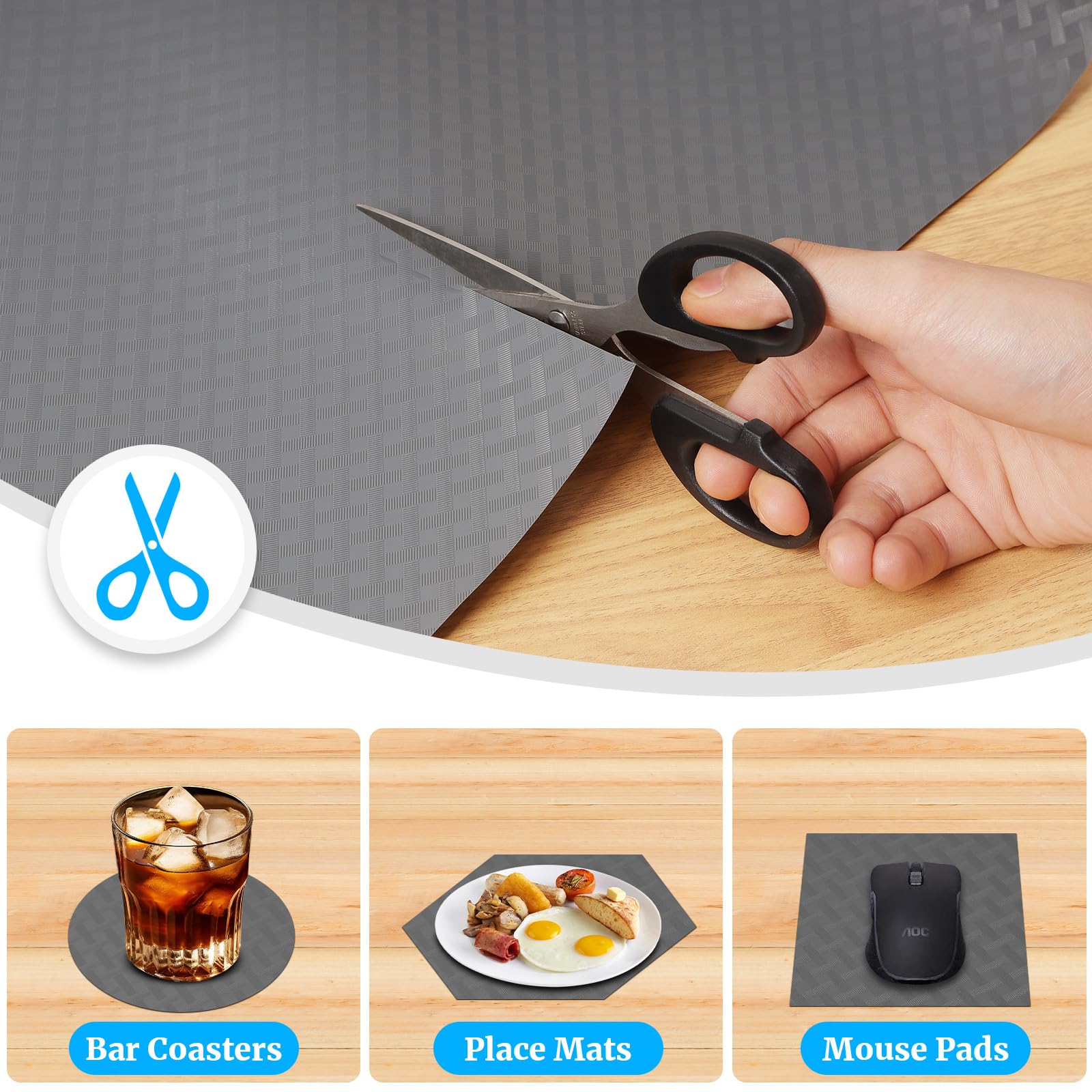 Tappetino Per Cassetti Antiscivolo - Rivestimento Impermeabile Tagliabile, Per Frigorifero, Scaffali (Grigio Scuro, 30x150 Cm)