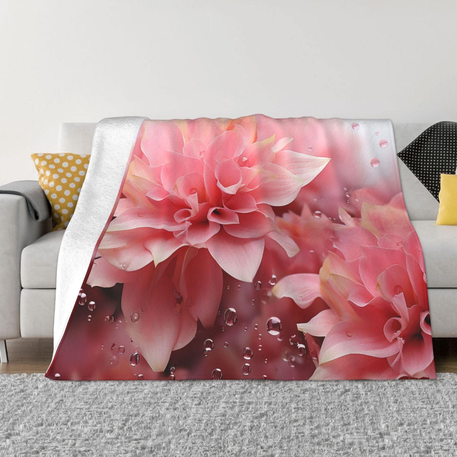Couverture en flanelle rose réversible et douce pour rester au chaud