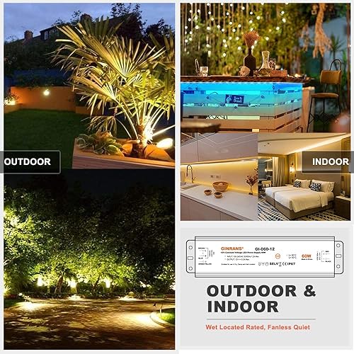 Miniatura 6 de 60W IP67 impermeable voltaje constante LED controlador fuente de alimentación transformador, 100-240V AC entrada universal con enchufe, salida 12V