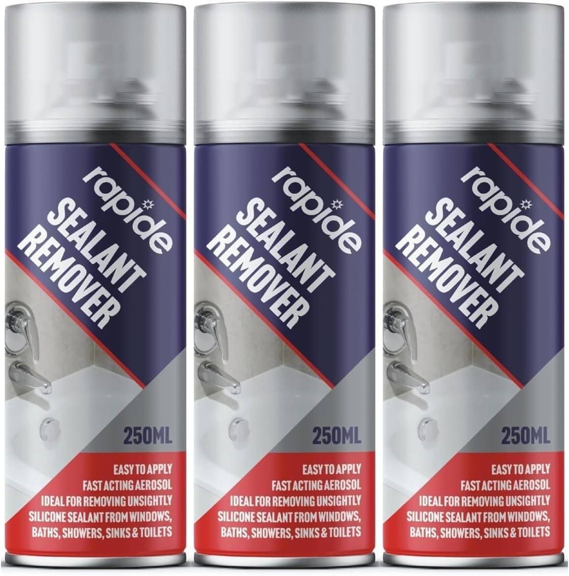 MIXEL Silicone Sealant Remover Spray, DIY Projects, Perfect for Use on Glass, Ceramic, Metal, Plastic, Ideal for Home Improvement, Renovation, Kitchen, Window, Construction, (250ml, 3 Pcs)