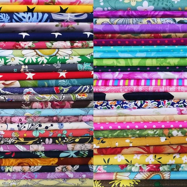 8" x 8" 50 PCS 100% Cotton Fabric Bundles for Quilting Sewing DIY & Quilt Beginners, Quilting Supplies Fabric Squares