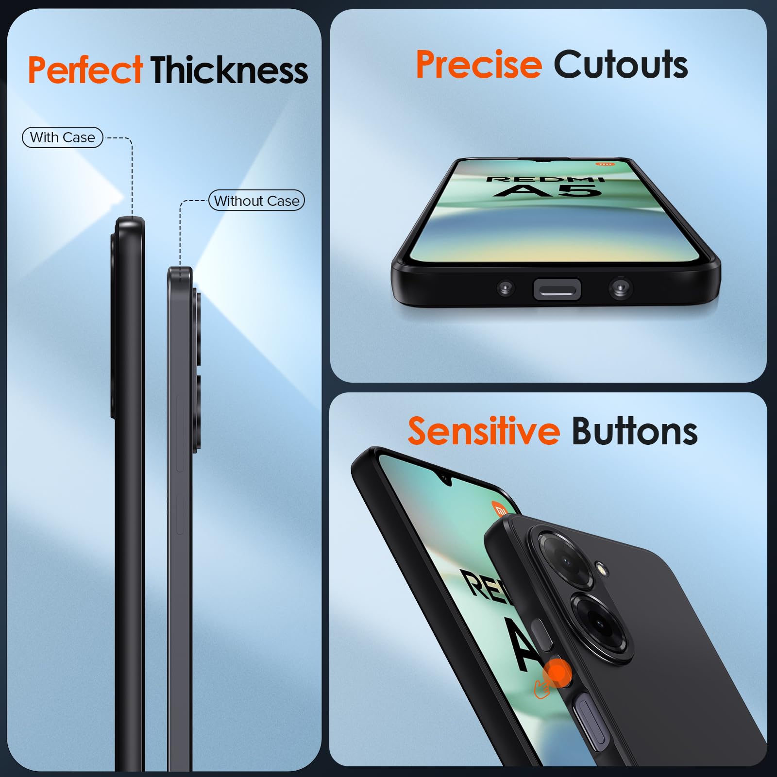 IVoler Cover Per Xiaomi Redmi A5 3 In 1: Custodia Trasparente TPU Antiurto + 2 Pellicole In Vetro Temperato 9H - 5