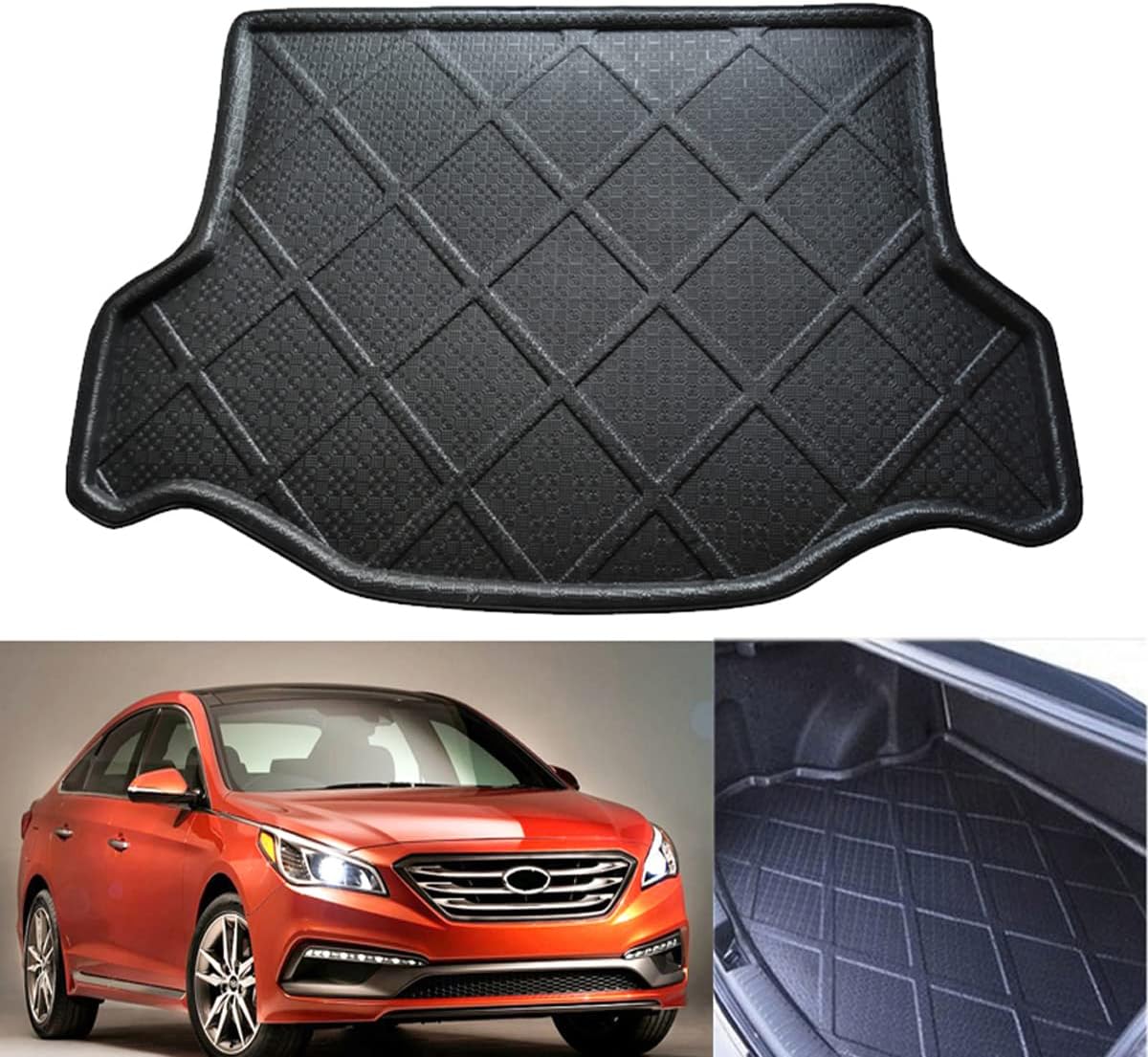 Car Mat Boot Pad Carpet Cargo Mat Trunk Liner Cargo Tray Floor Mat Compatible for Hyundai Sonata 2011 2012 2013 2014 2015 2016 2017 2018 2019 2020