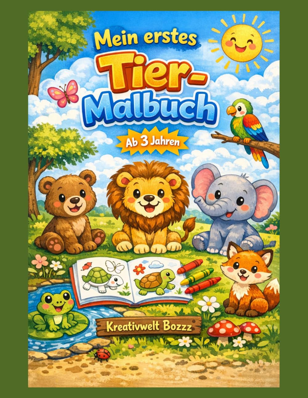 Mein erstes Tier Malbuch: Süße und einfache Ausmalbilder für Kinder ab 3 Jahren | Hunde, Katzen, Bauernhoftiere und mehr