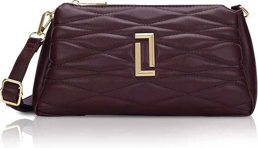 Lavie Luxe Women's Lucie Quilted 3-Compartment Medium Crossbody Sling Bag | Ladies Purse Handbag | Gift for Women