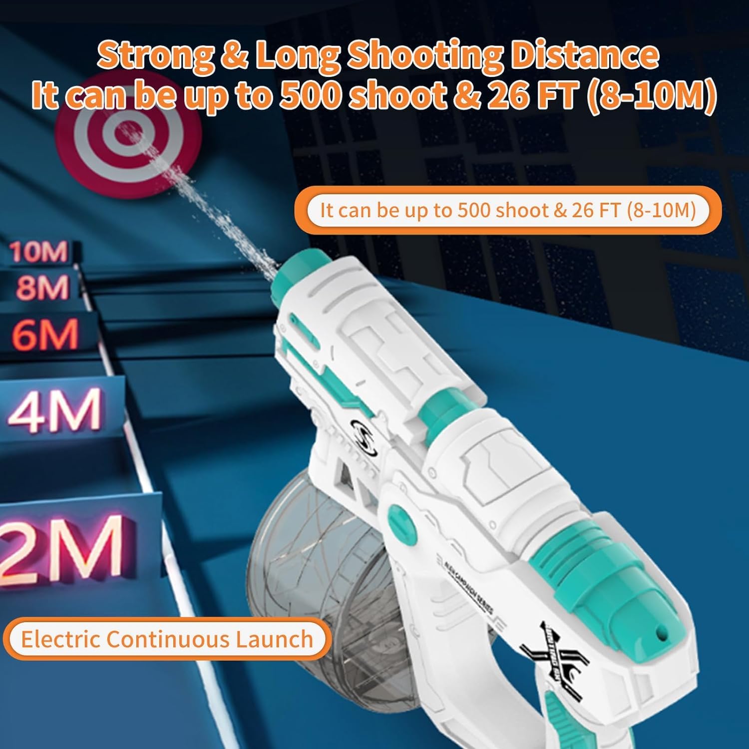 Pistolet à Eau Électrique Auto – Puissant, Longue Portée 10 M, Réservoir 450 Ml, Idéal Pour Enfants Et Adultes (Orange)