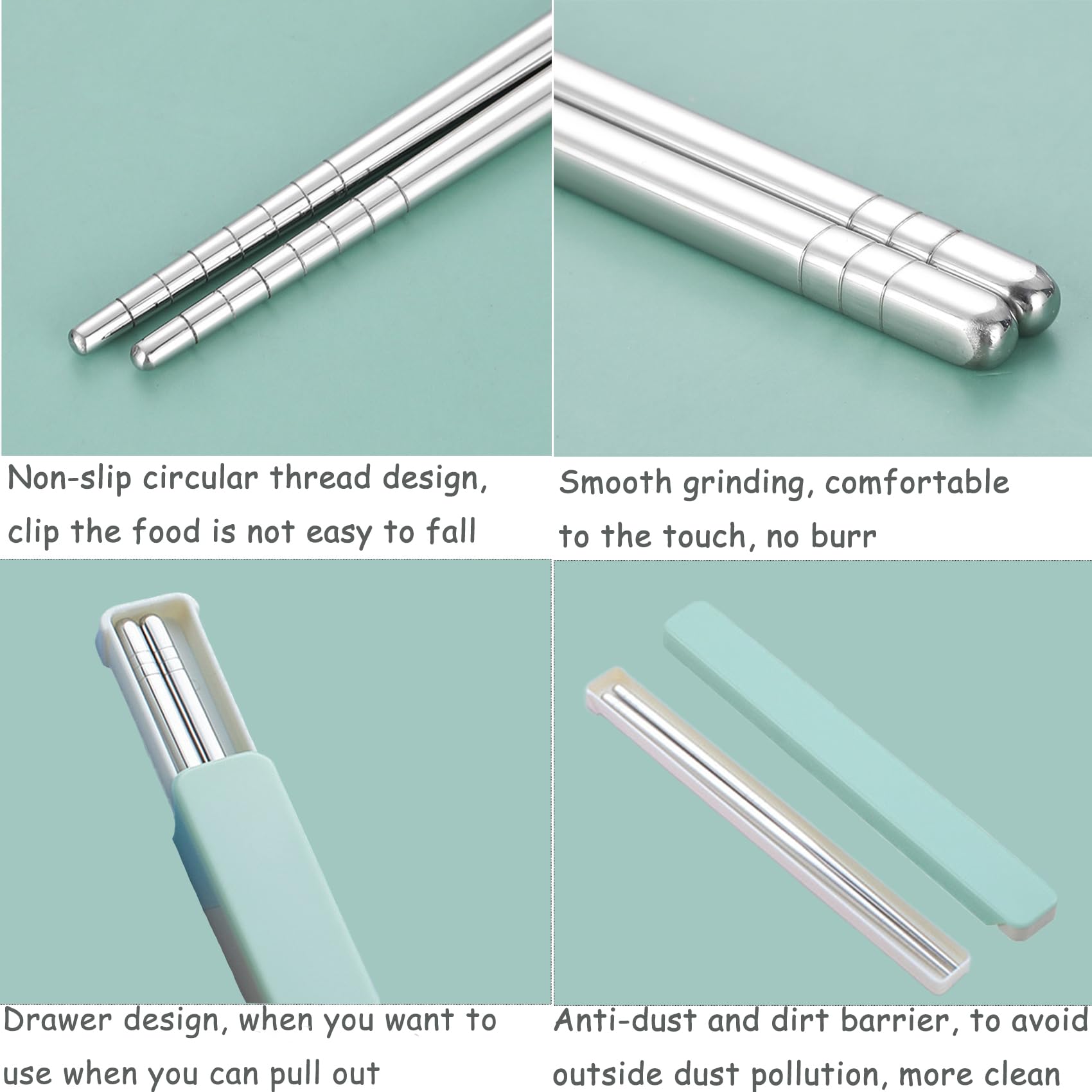 1 Pair Portable Chopsticks with Pull Design Case - Image 3