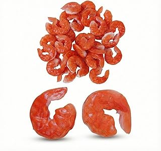 20Pcs 1.14 Inch Shrimp Ornament Fake Peeled Shrimp Realistic Simulated Cooked Prawn Display Artificial Food Model for Home Kitchen Cabinet Desk Shops Party Decor Sample Props