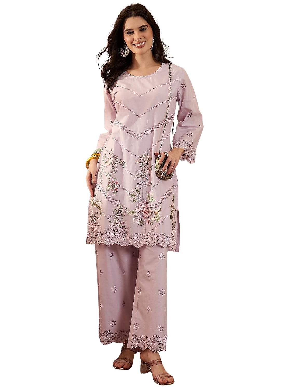 Vaamsi Women's Lavender Solid Embroidered Co-ord Set - Review, Price and Buying Guide