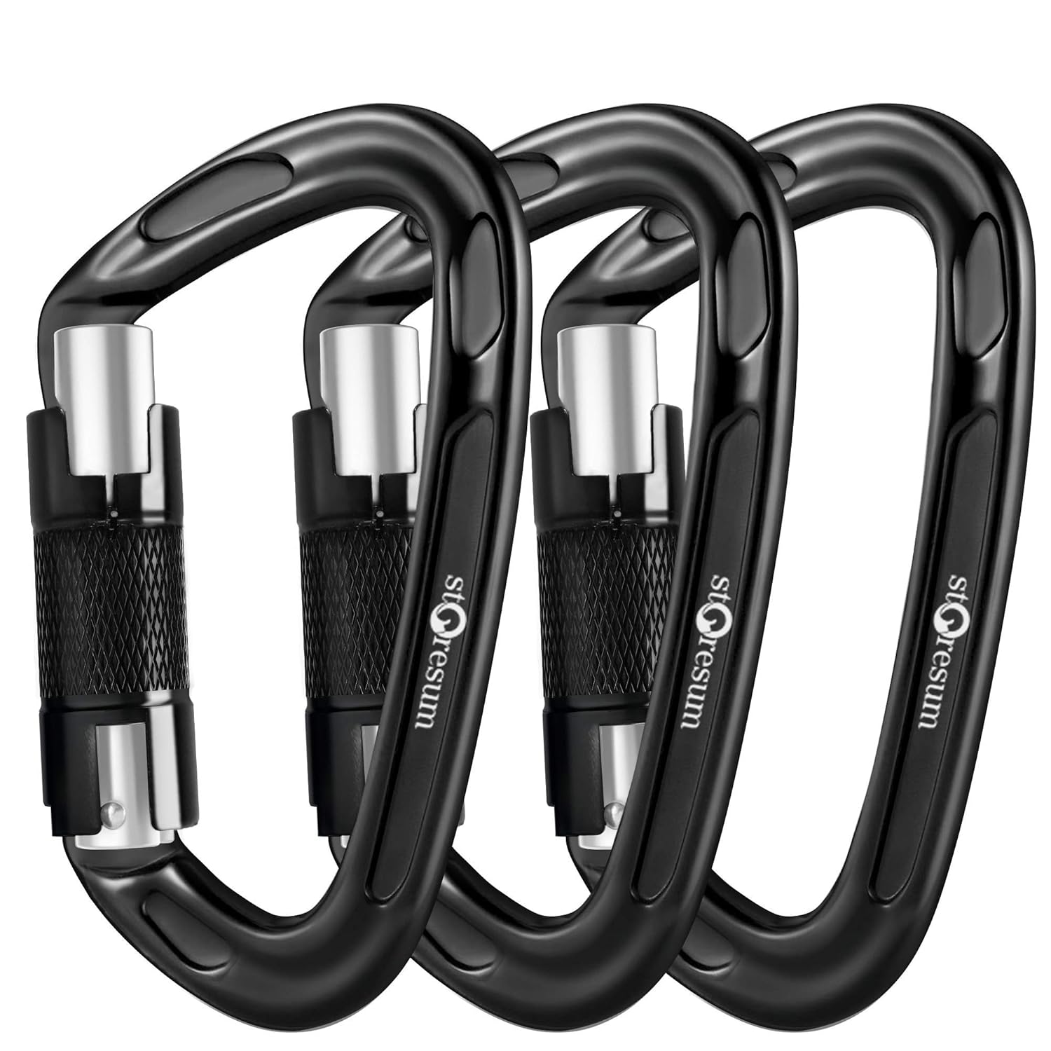 Storesum Climbing Carabiner with Auto Locking 3 Pack Certified 24KN