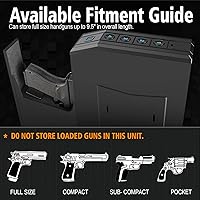 Vista 3 de Caja de seguridad oculta para pistolas, caja de seguridad biométrica con huella digital y deslizador inteligente para mesita de noche, escritorio