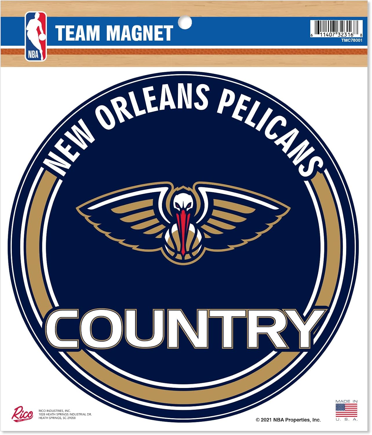 Rico Industries NBA Basketball New Orleans Pelicans 8" Round Magnet