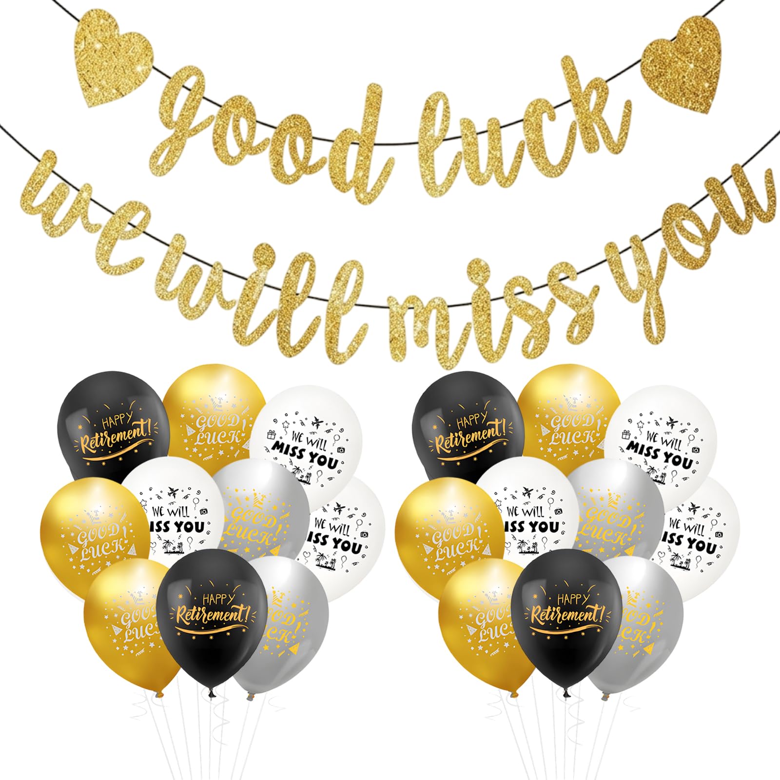 21 Piece Good Luck Banner, We Will Miss You Banner with Good Luck Balloons, Complete Leaving Party Decorations Set for Farewell Gatherings, Collection with Durable Materials and Easy Setup