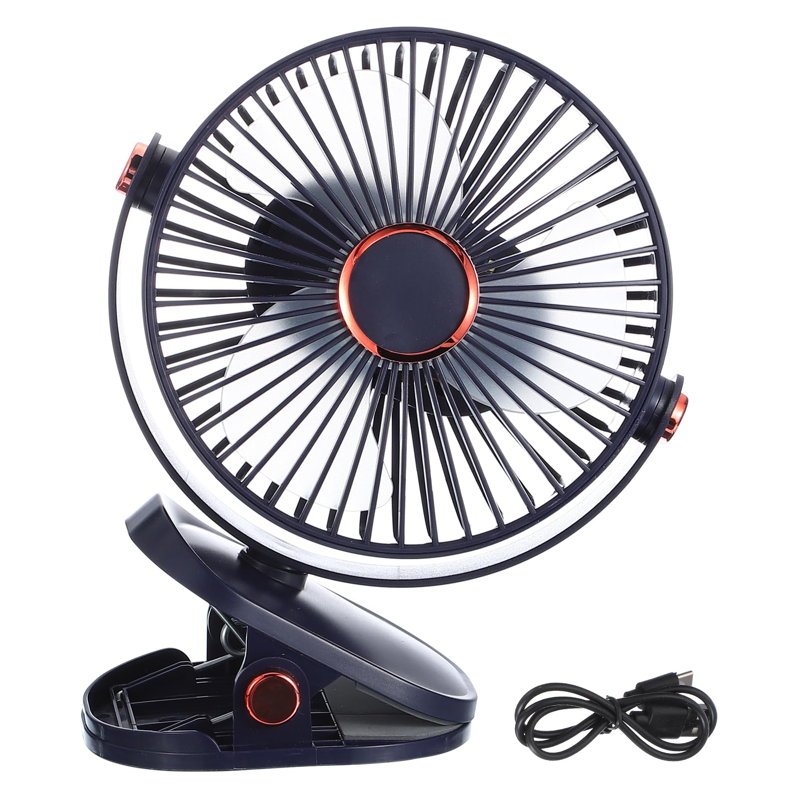 PATIKIL Portable Desk Fan, Camping Fan 6 Inch with LED Light 5 Speeds Strong Airflow Sturdy Clamp Quiet Rechargeable Battery Powered for Tent Camping, Home and Office, Blue