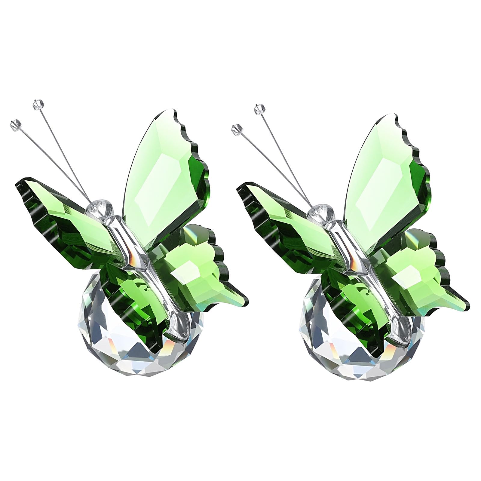 PATIKIL 2 Pcs Butterfly Crystal Paperweight, 75mm / 3 Inch Crystal Paperweight Paper Weight for Home Office Desktop Table Decor Wedding Party Jewelry Ornaments, Green