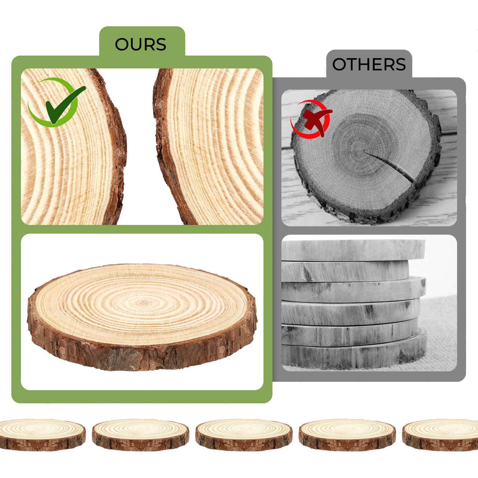 14 Rodajas De Madera Natural Sin Terminar Con Corteza, Discos Redondos De Madera Para Proyectos De Pintura Artesanal, Adornos Navideños Rústicos, Cen(Size:5.51-6.29in(14-16cm) thickness 0.59in(1.5cm))