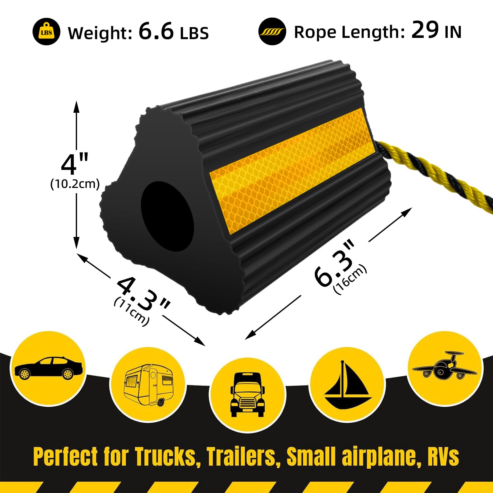 2PCS Large Wheel Chocks With Rope For RV Camper Ca... - Grandado - View #6