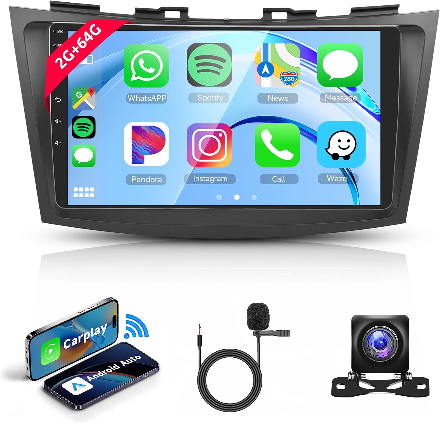 2G + 64G Wireless Carplay Android 13 Car Radio for Suzuki Swift 2011-2017 Suzuki Ertiga 2012-2017 9 inch Car Radio with Android Car Navi GPS WiFi Mirror Link Bluetooth FM/RDS/DAB/DVR/SWC