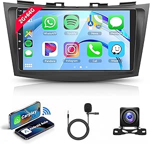 VECHTEL Autoradio 2G 64G Android 15 voor Suzuki Swift 2011-2017 Suzuki Ertiga 2012-2017, 9 Inch HD 2,5D Aanraakscherm Autoradio met Draadloze Carplay Android Auto GPS Wi-Fi USB Bluetooth FM RDS Camera