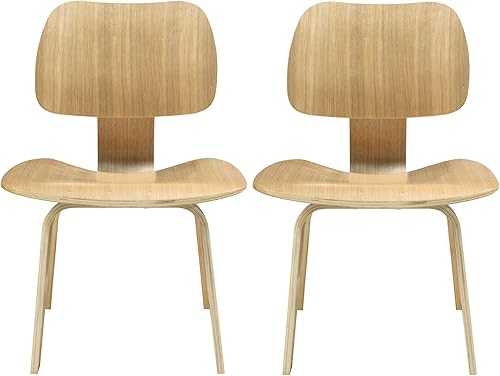 Miniatura 32 de Modway Fathom Mid-Century - Silla moderna de madera contrachapada moldeada para cocina y comedor en color natural