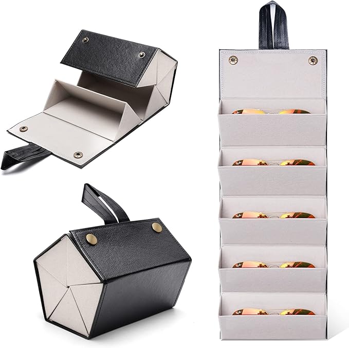 Travel Sunglasses Organizer, Premium Sunglass Travel Case for Multiple