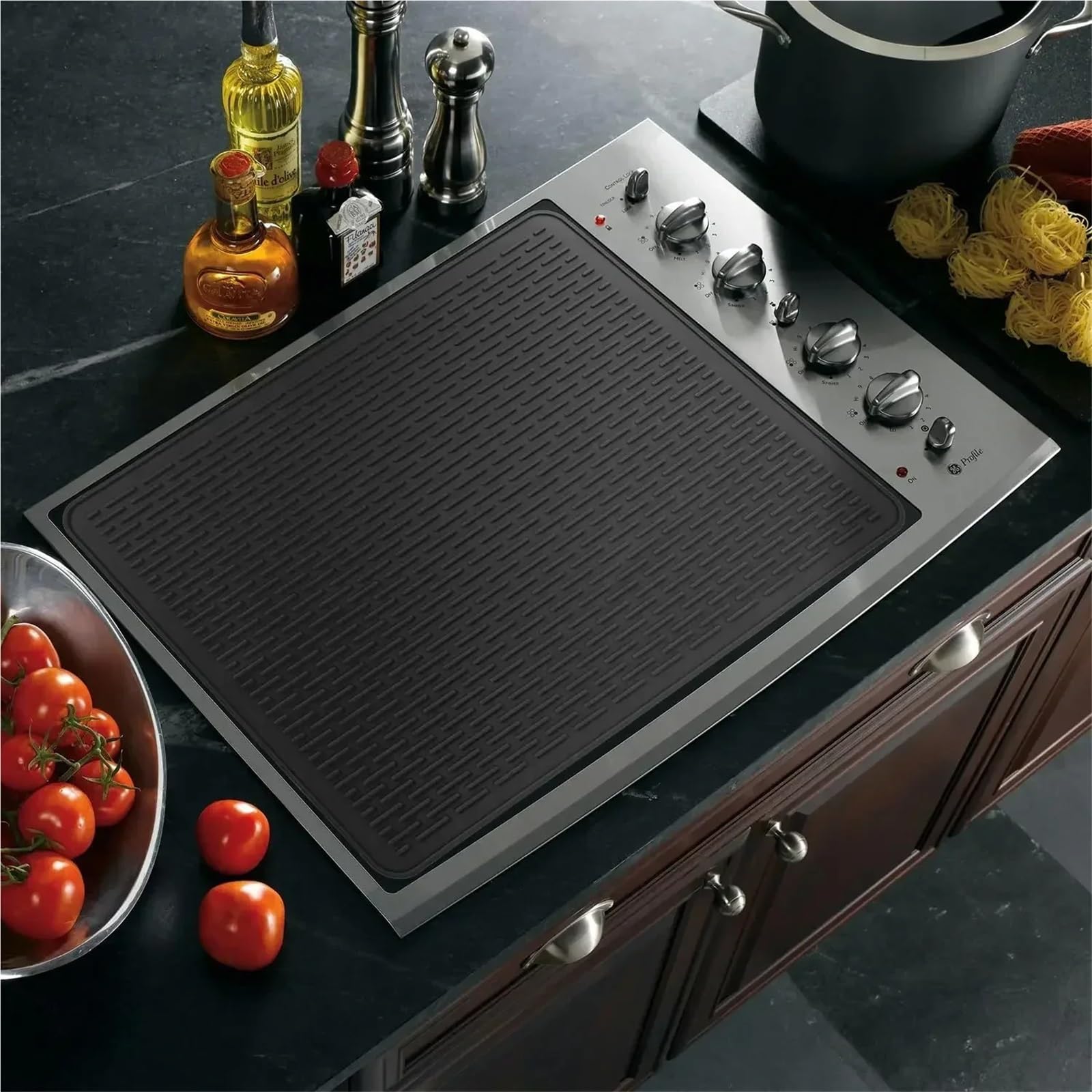Alfombrilla para Café Bar Estera de café de Silicona for máquina de café, Multiusos for encimeras de hogar, Cocina y Oficina(Black,71x50cm)