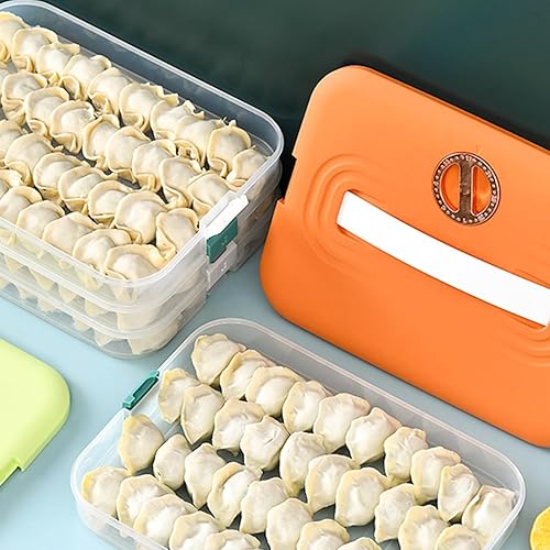 Miniatura 2 de YARNOW Recipientes de almacenamiento de alimentos con tapas, caja de bola de masa para refrigerador de 3 capas, recipientes apilables para alimentos